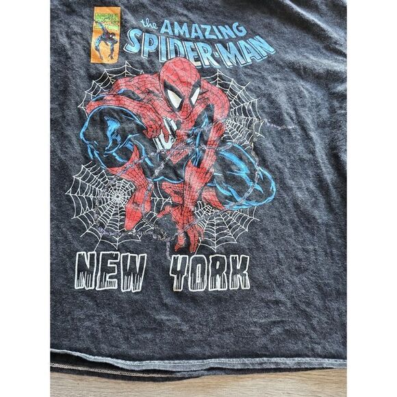 Spider-Man T-shirt YOUTH L Rustic Black New York Short Sleeves Spiderman - Picture 4 of 7